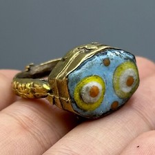 Ancient Roman Brass Mosaic Gabri Glass Ring