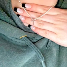 16"+2"WOMEN 925 STERLING SILVER SMALL PLAIN CROSS PENDANT CHAIN NECKLACE*AWN15