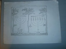 Gravure 19° Vision du prophéte Zacharie chandelier 7 branches Judaica
