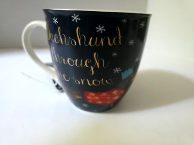 NWT Milly Green Designed In England Daschshund Through The Snow Coffee Mug
