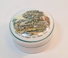 Jubilee China Trinket Dish Autumn in New England Cider Making Currier and Ives
