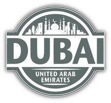 Dubai United Arab Emirates Skyline Label Car Bumper Sticker Decal - 