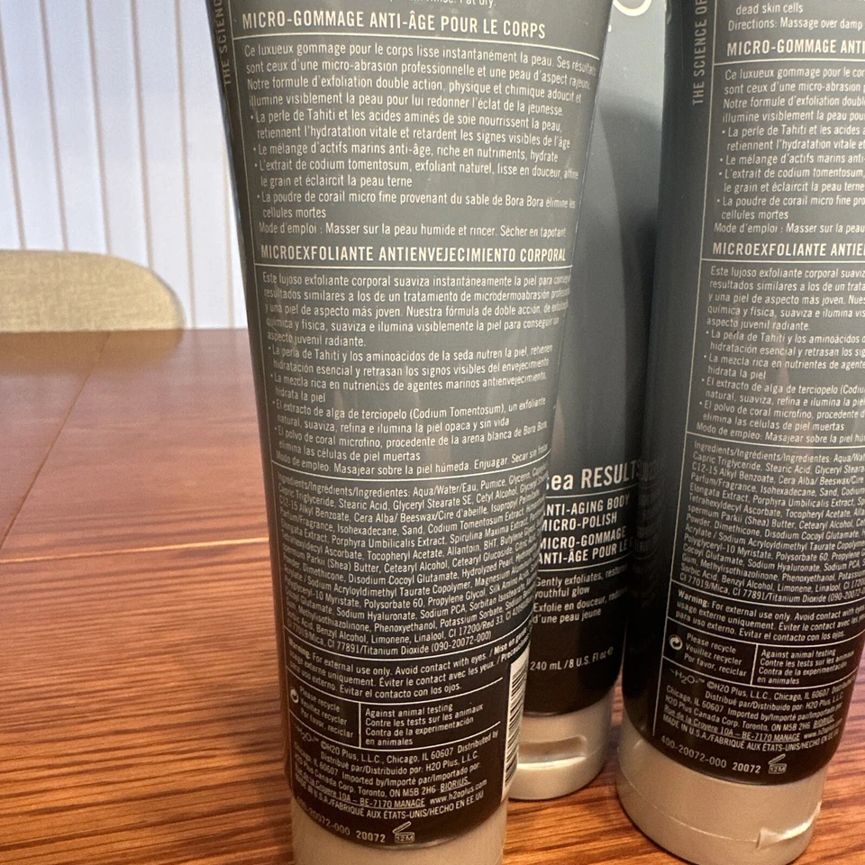 Paquete de 3 - Exfoliante Corporal Micro Esmalte Corporal Anti Envejecimiento H2O+ Plus Sea Results Nuevo 8 OZ Foto 4 de 4