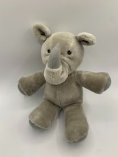 Vintage Dakin Rhino Plush Fun Farm Stuffed Rhinoceros 1987 Grey Gray 12" Hippo