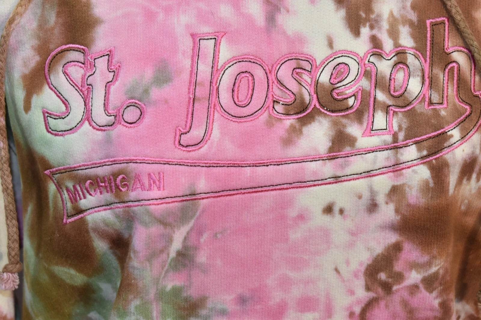 VETEMENTS Felpa Exist Michigan St.Joseph tie dye con cappuccio taglia small