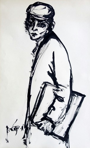 Moshe Bernstein: Yeshiva Boy Portrait / Israeli Jewish Polish Judaica ...