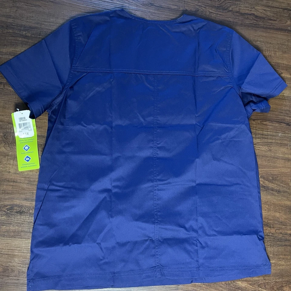 Blusa Médica Landau ProFlex Ajuste Moderno Talla Mediana Azul Marino Para Hombres 2 Bolsillos Cuello en V Foto 3 de 4