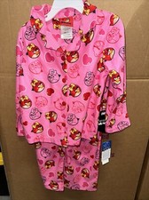 Angry Birds Girls Pink Button Down Pajama Set