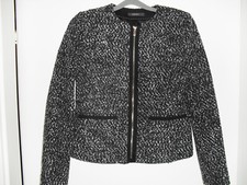 Boucle Jacke - Esprit, Größe 36, schwarz weiß