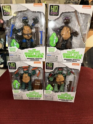 TMNT 40th Anniversary Ninja Turtles Original Sketch Figure SET Lot 4 New Mint