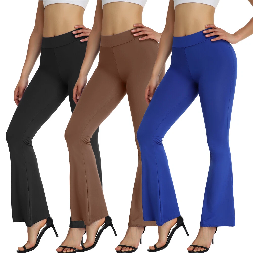 Women's 4 Way Stretch Tummy Control Bootcut Yoga Pants Long Bootleg Flare  Pants