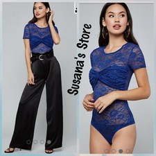 NWT BEBE SIZE S BANDO TWIST FRONT LACE BODYSUIT TOP in 3 colors