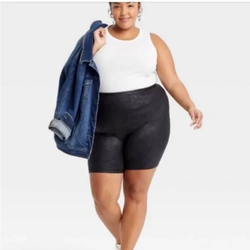 Plus size shiny biker shorts clearance
