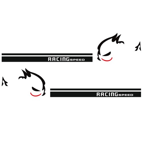 2Pcs Evil Rabbit Racing Speed Sticker Car Skirting Board Racing Decals In Black - Picture 9 of 11