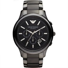 Emporio Armani AR1451 Classic Men's Ceramic Black Quartz Chronograph Watch + Bag