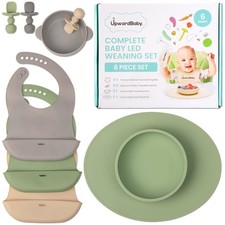 Suction Plates for Baby Spoons Self Feeding Bowls Silicone Set BLW
