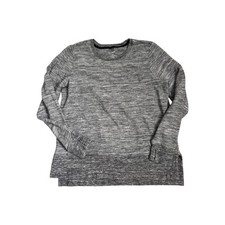 L.L. Bean Cozy Sweatshirt Women L Gray Marled Split Hem Pullover 511671