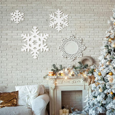 3 Pieces Christmas Wall Snowflake Wooden Sign Decoration for Wall Christmas Snow