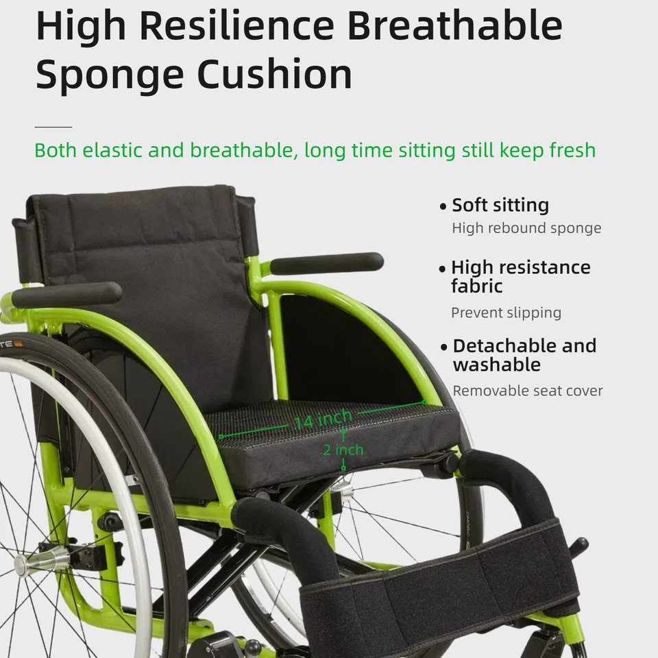 Silla de ruedas manual plegable de aluminio ligera 24 lb silla de ruedas deportiva para adultos FDA  Foto 3 de 4