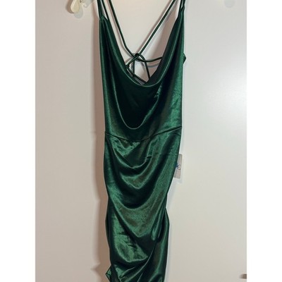 Windsor Hunter Green Satin Bodycon Dress   Size Large NWT