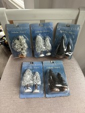 Cobblestone Corners Christmas Village Trees Lot 5 Snow Pine Accessories NIP
