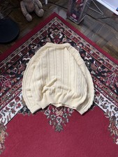 Vintage Eddie Bauer Cable Knit Milk White Cotton Sweater Size M 90s
