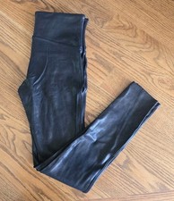 Spanx By Sara Blakely Faux Leather Pull Up Leggings Pants Women's Size L 129
