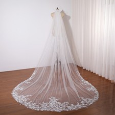Elegant Sunflower Wedding Veil Royal Bridal Veil Pearls Wedding Veil