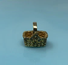 Sterling Silver Bee Basket Charm Pendant Gold Vermeil Brown County 4.6g