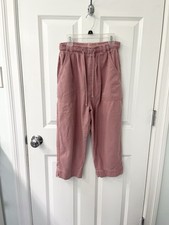 Vintage Cropped Cotton Pants Small Pink Casual