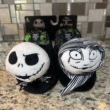 Disney Nightmare Before Christmas Jack Skellington  Sally Slippers Size L 9/10