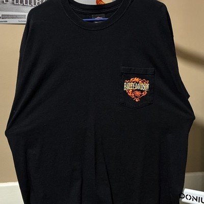 Harley-Davidson Cheyenne Wyoming Black T-Shirt Flames Size XL