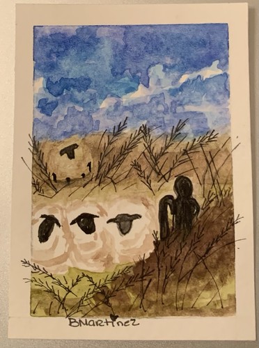 ACEO Original Sheep “God Is Watching”