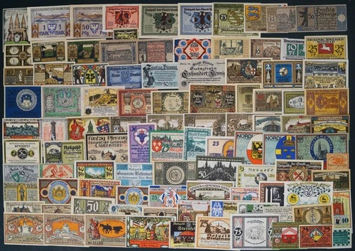 COLLECTION: 100 DIFFERENT EMERGENCY NOTES GERMANY - All Uncirculated