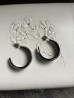 Vintage 80s Black Enamel Gold Earrings — photo 3