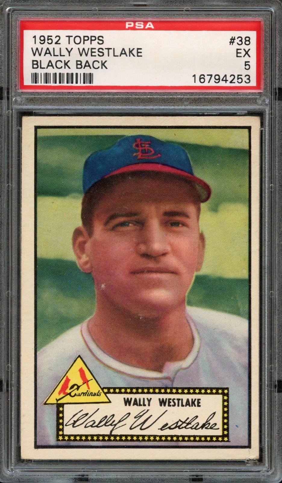 BB - 1952 Topps - #38 - Wally Westlake Black Back - PSA 5 - EX