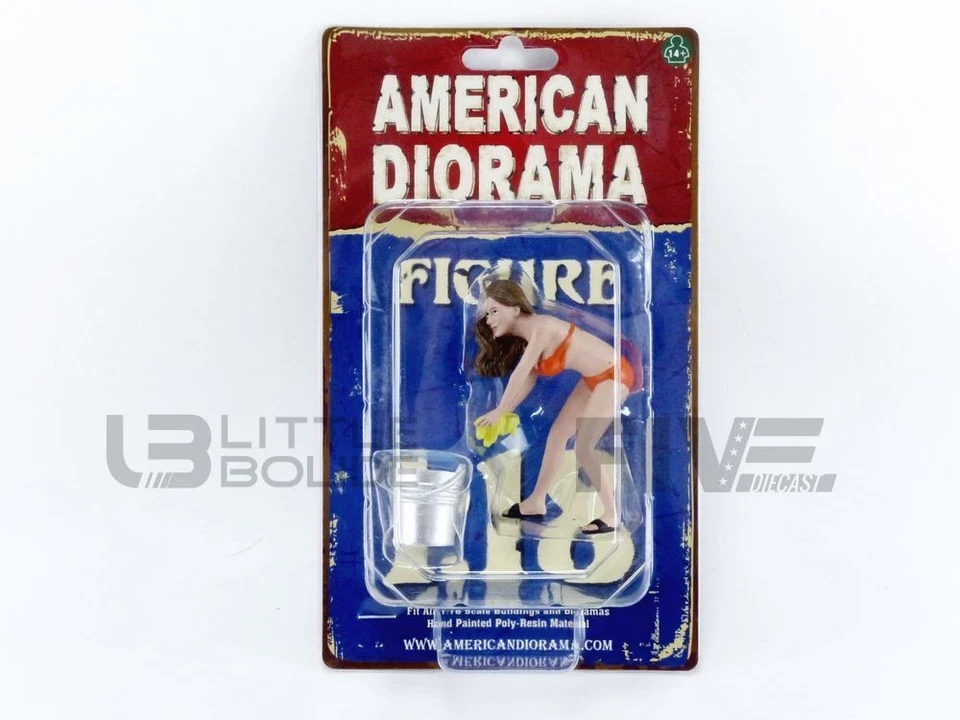AMERICAN DIORAMA 1/18 - FIGURINES CAR WASH GIRL WITH WATER BUCKET - CINDY 76264 - Photo 1/1
