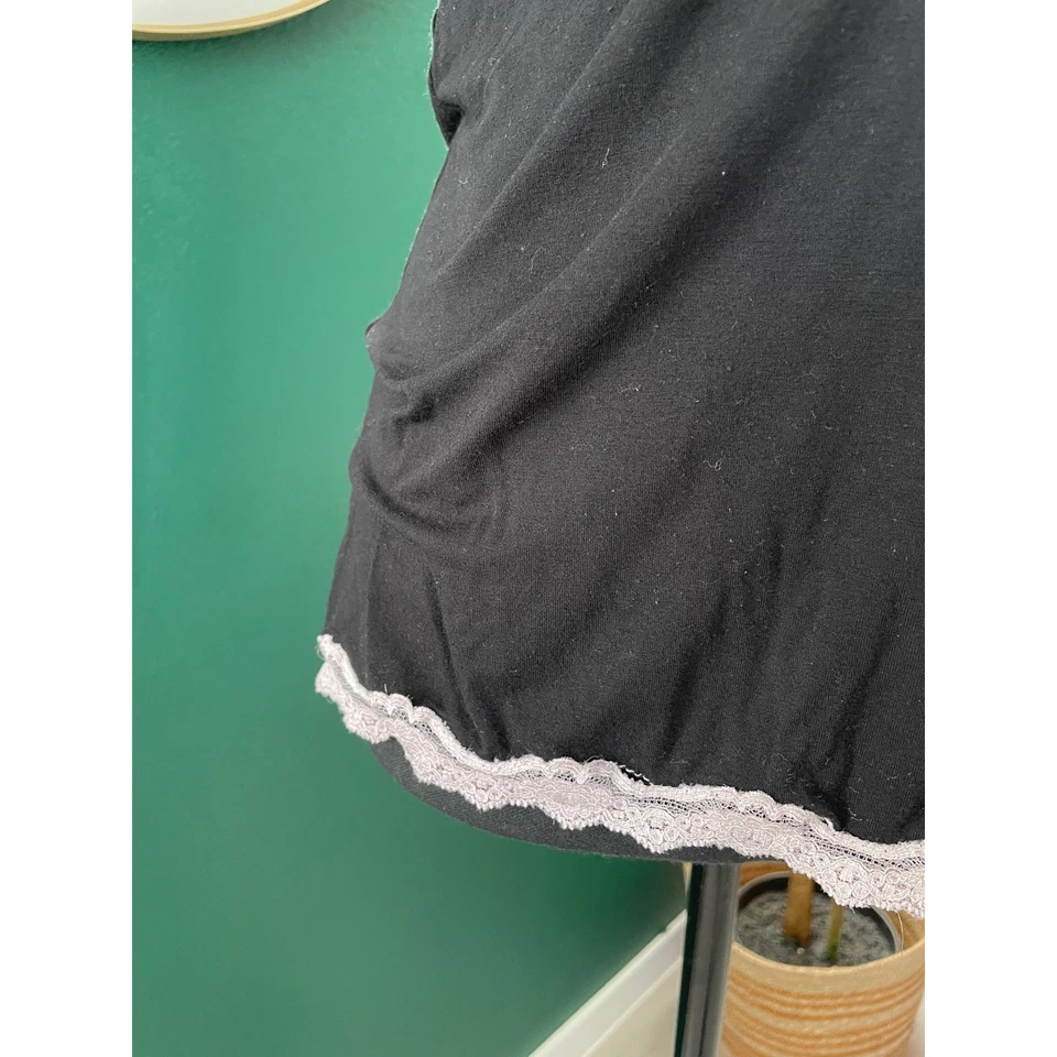 Camiseta sin mangas Nanette Lepore con ribete de encaje cami para mujer M negra rosa Y2K lencería Fairycore Foto 3 de 4