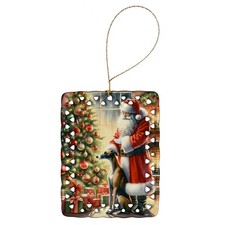 Greyhound and Santa Claus Christmas Porcelain Ornament DAC4123CO2
