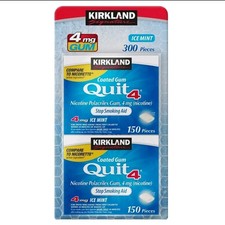 Kirkland Signature Quit4 4mg Ice Mint Gum, 300 pieces. Compare to Nicorette 