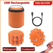 USB Rechargeable LED Road Flares Emergency Lights-Roadside Warning Car Safety