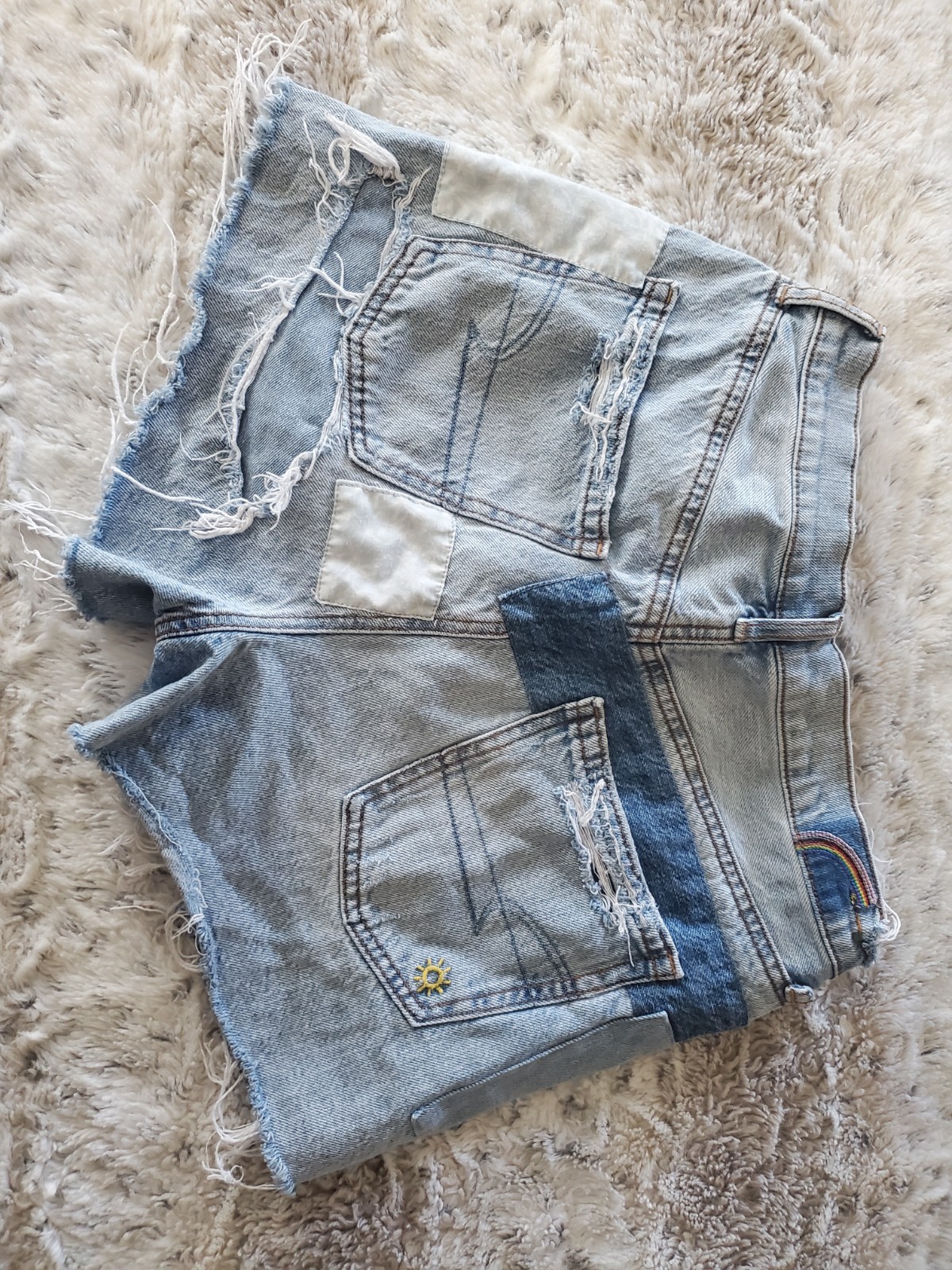 American Eagle Rainbow Patchwork Womens Denim Sho… - image 2