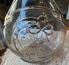 &ldquo;GOOD LUCK&rdquo; WHISKEY/SPIRITS DECANTER, HORSE SHOE & CLOVER, ACCENTED W/ GOLD LEAF