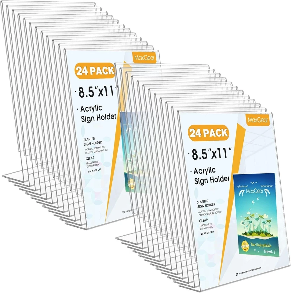 Clear Acrylic Sign Holder 8.5 x 11 Inches, 24 Pack - Image 3 of 4