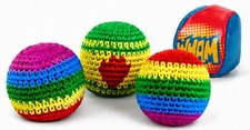 LOT 4 WOVEN AND VINYL HACKY SACK FOOT BALLS BAGS HACKEY FOOTBAGS PARTY FAST SHIP