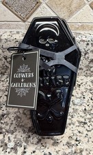 Cobwebs & Cauldron Halloween Coffin Shaped “Here Lies Butter” Dish, black  New