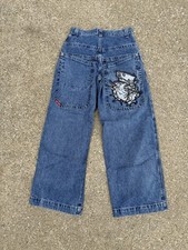 Vtg Y2K Jnco Tribal Jeans Baggy Wide Legged Bulldog Sz 29x30 M1435DIE 027605