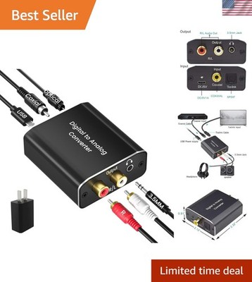 Digital to Analog Audio Converter, 192 kHz DAC Digital Coaxial and Optical To...
