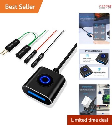 External PC Power Button Switch Aluminum Alloy 2.5M Cable for Desktop Computers