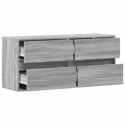 Wall-Mounted TV Cabinet with LED Lights Floating TV Unit Stand Engineered Wood - Picture 51 of 64